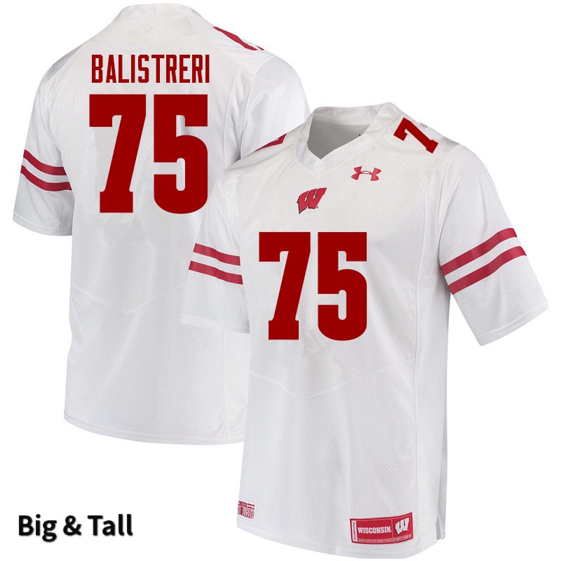 Wisconsin Badgers Men's #75 Michael Balistreri NCAA Under Armour Authentic White Big & Tall College Stitched Football Jersey LV40Y71PG